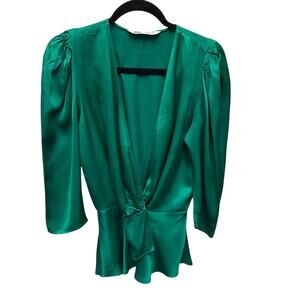 Elegant Silk Kelly Green Women's Top size 5. Zara. Y2K